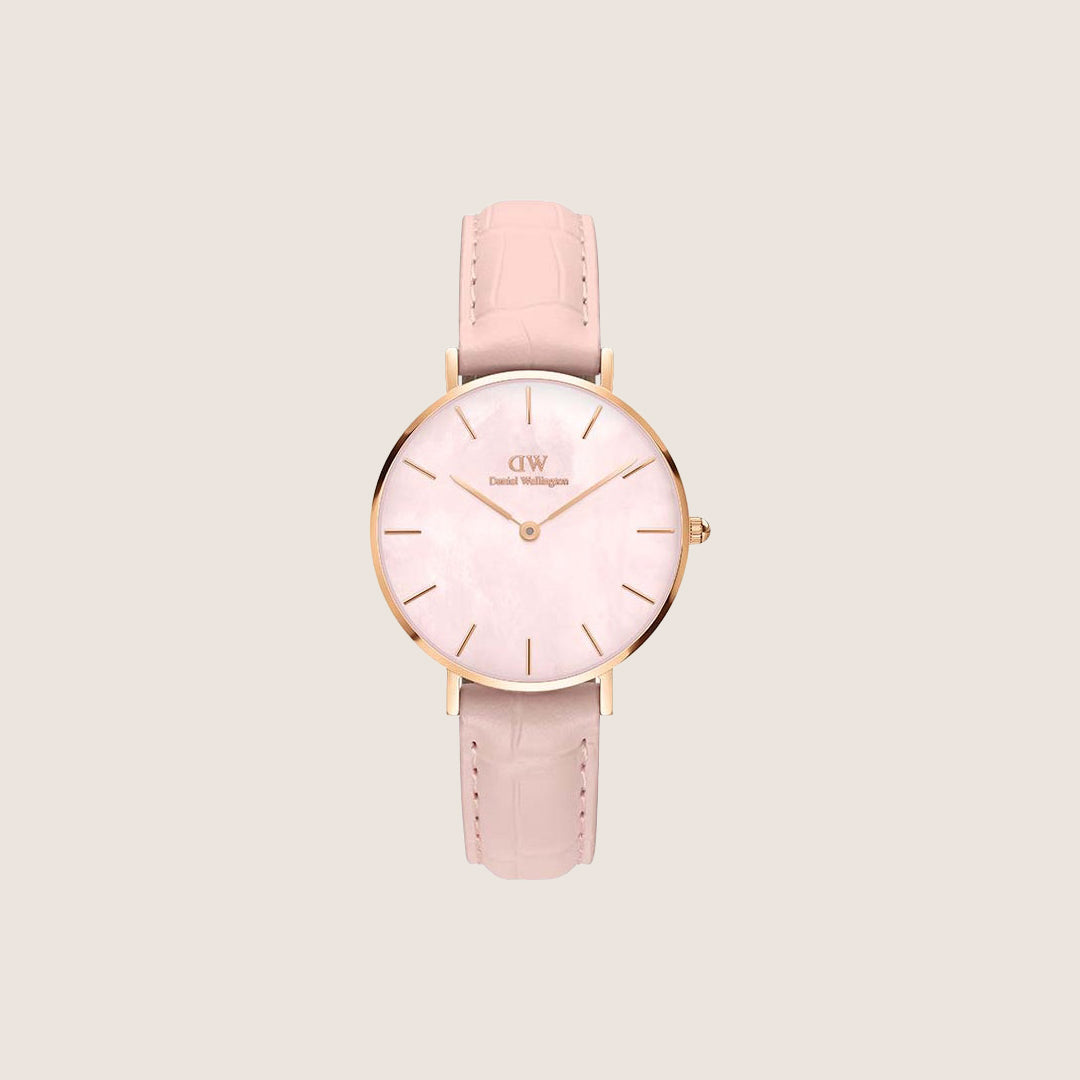 Daniel Wellington Women's Petite Rouge Rose Gold Mother-of-Pearl Leather Dial Watch DW00100514