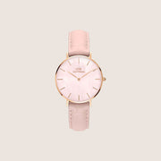 Daniel Wellington Women's Petite Rouge Rose Gold Mother-of-Pearl Leather Dial Watch DW00100514