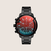 Diesel Mens Griffed Chronograph Two-Tone Dial Black Steel Bracelet Watch DZ4578