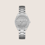 Guess Women's Glitter Girl Watch Crystal-Set Silver Dial W0987L1