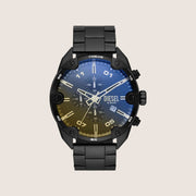 Diesel Mens Spiked Chronograph Two-Tone Dial Black Steel Bracelet Watch DZ4609