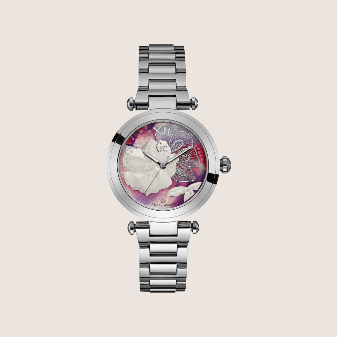 GC Ladies Silver Bracelet Multicolour Dial Roman Numeral Large Dial Watch Y21004L3