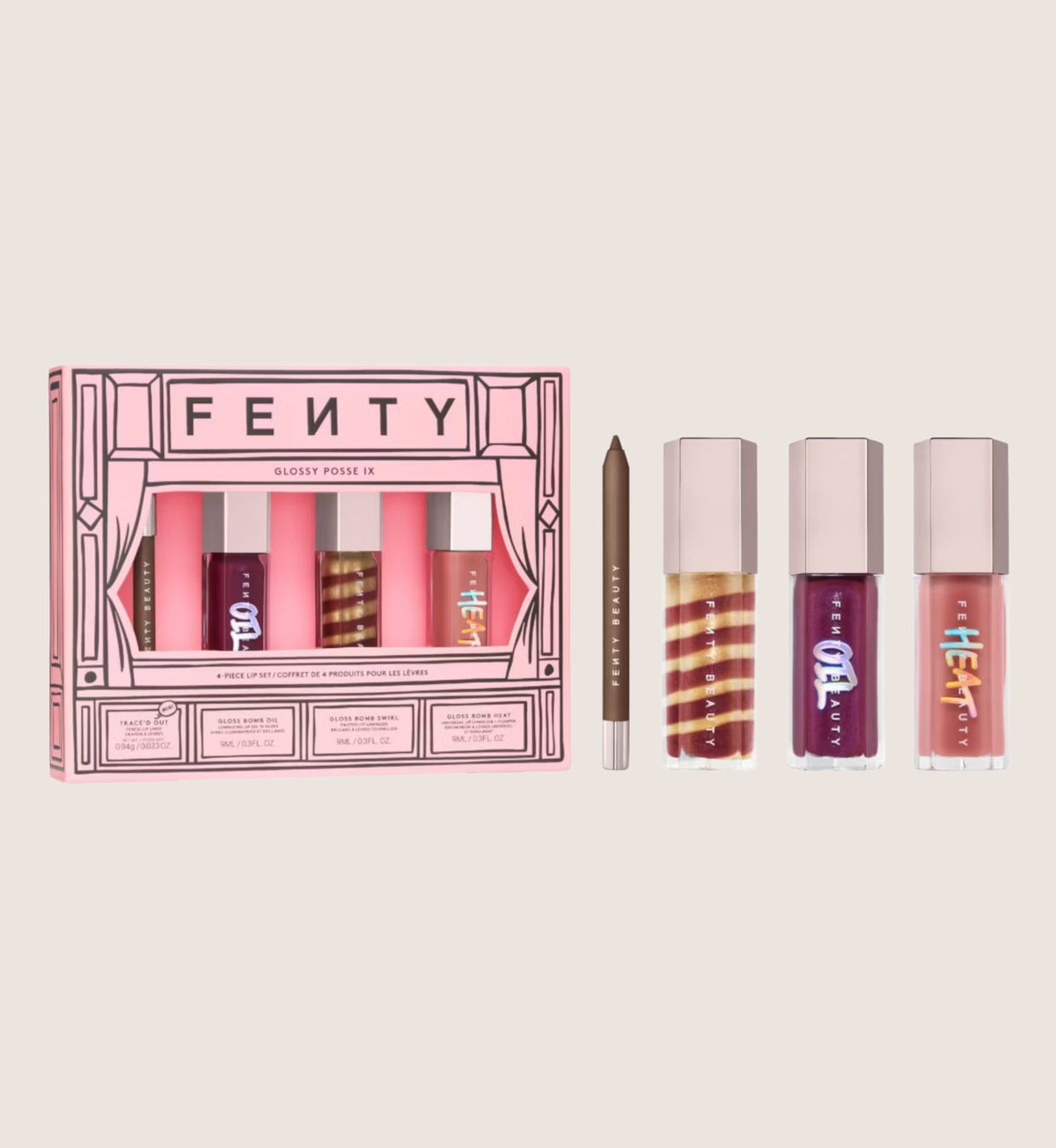 Fenty Beauty Glossy Posse IX 4-Piece Lip Beauty Gift Set For Her