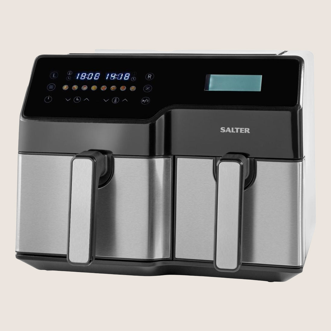 SALTER EK5729 Dual Air Fryer with Match Function 9L - Stainless Steel