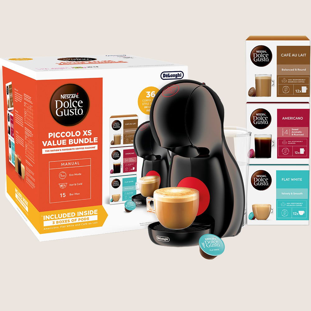 Dolce Gusto by De'Longhi Piccolo XS Bundle Pod Coffee Machine 15-Bar Pressure 0.8L