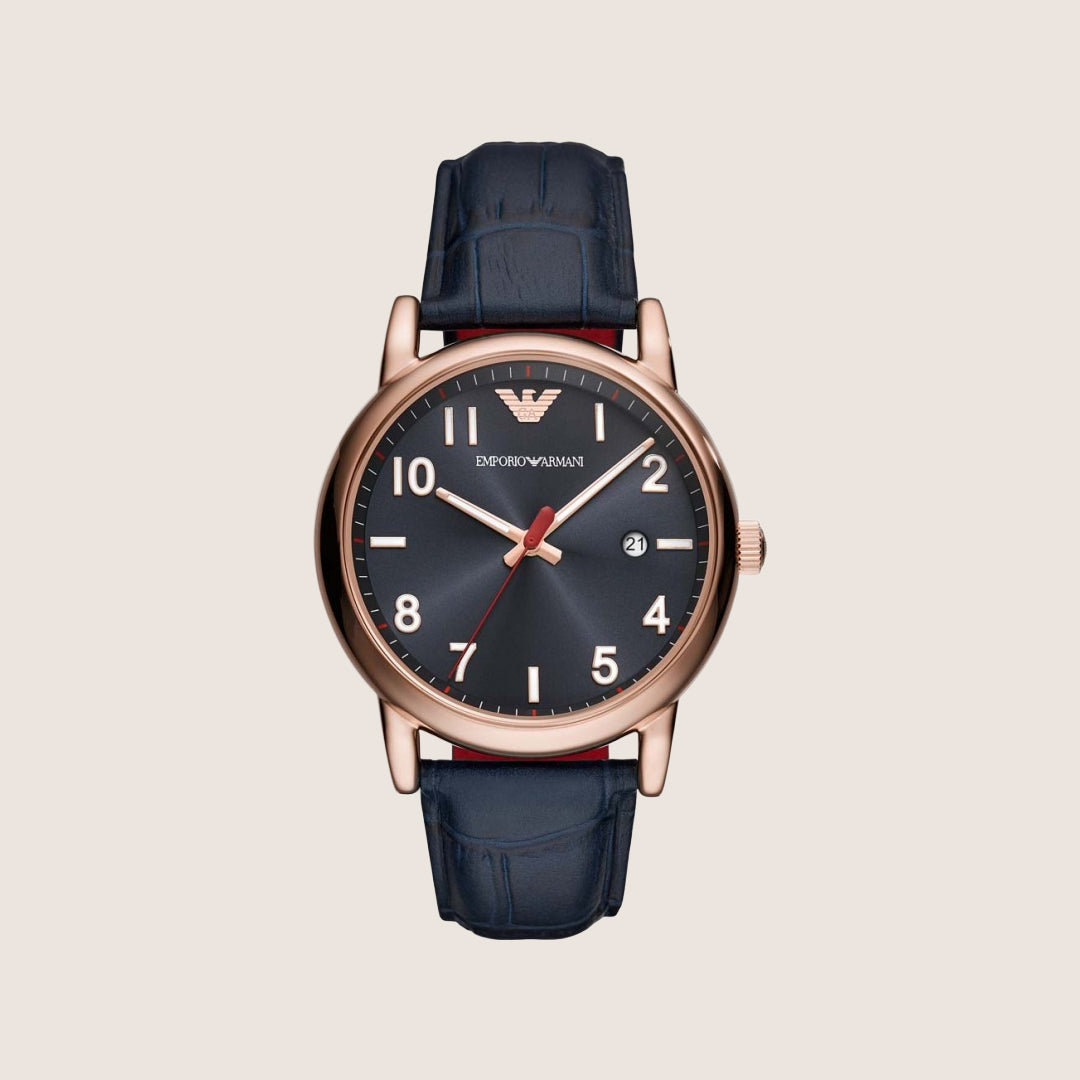 Emporio Armani Men's Watch Blue Dial Blue Leather Strap AR11135
