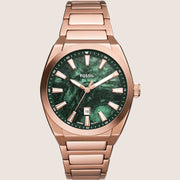 Fossil Men's Everett Mother of Pearl Rose Gold Bracelet Watch FS6074