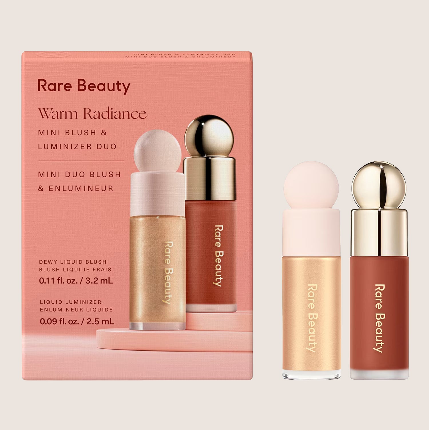 Rare Beauty Warm Radiance Mini Blush & Luminizer Duo  + This set contains 3.2 ml