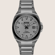 BOSS Men's Silver Dial Gunmetal Steel Quartz Bracelet Watch 1514137