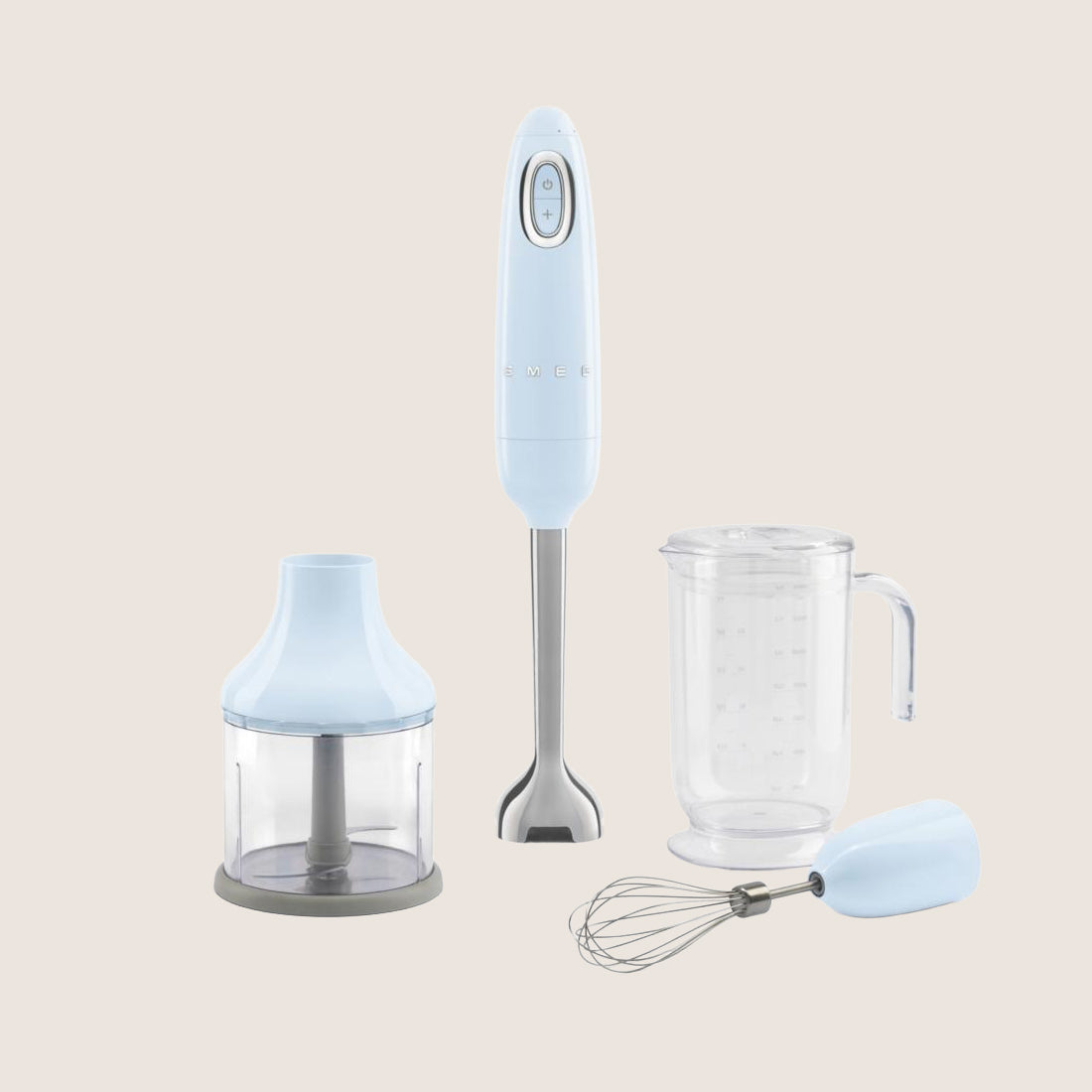 Smeg HBF03PBUK Hand Blender Variable Speed 700W 1.4L with 4 Accessories - Pastel Blue