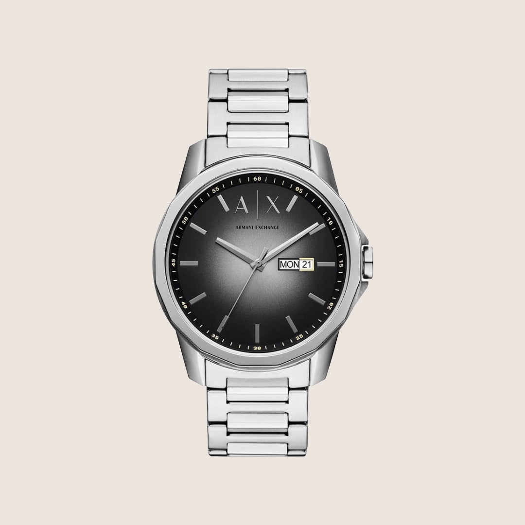 Armani Exchange Men's Dress Watch Grey Dial Silver Steel Bracelet AX1764