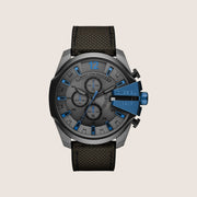 Diesel Mens Mega Chief Chronograph Gunmetal Dial Textile Strap Watch DZ4500