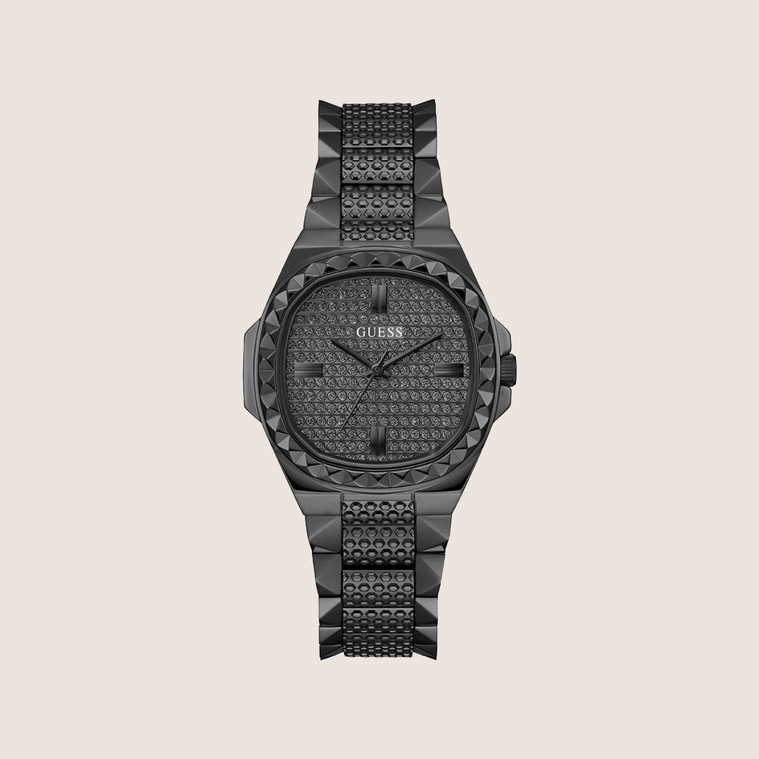 Guess Women's Rebellious Watch Crystal-Set Black Dial GW0601L2