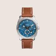 Fossil Mens Machine Blue Chronograph Leather Watch FS6059