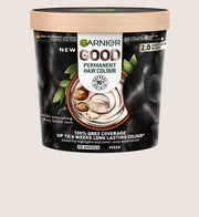 Garnier GOOD Permanent Hair Dye (Shade: 2.0 Truffle Soft Black) for vibrant, lasting colour