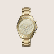 Fossil Women's Modern Courier Gold Crystal Chronograph Bracelet Analogue Watch BQ3378