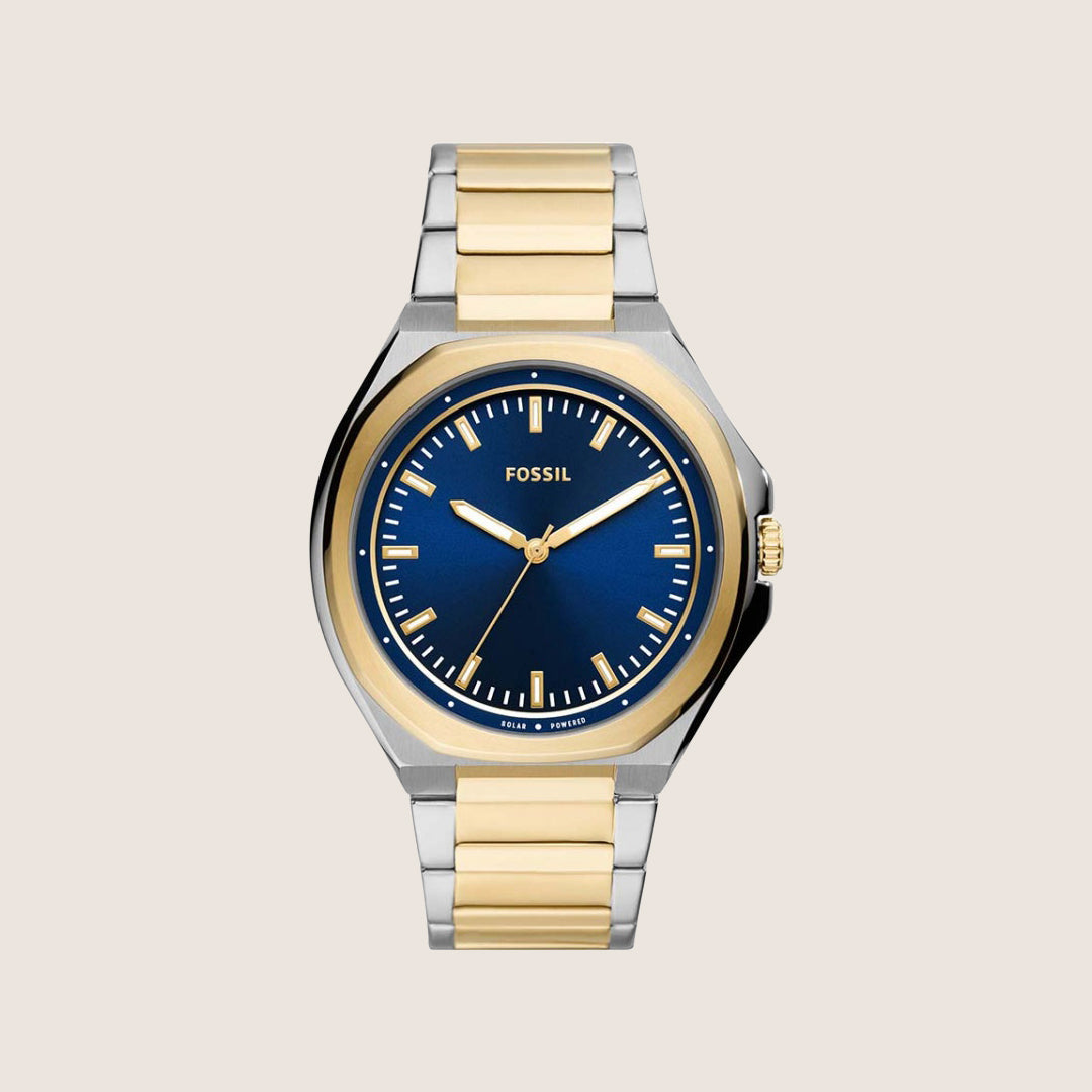 Fossil Mens Evanston Blue Dial Two Tone Watch BQ2768