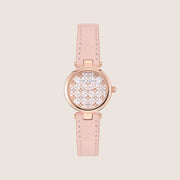 Ted Baker Ladies Jolyye Rose Gold White Crystal Leather Strap Watch BKPJLF406