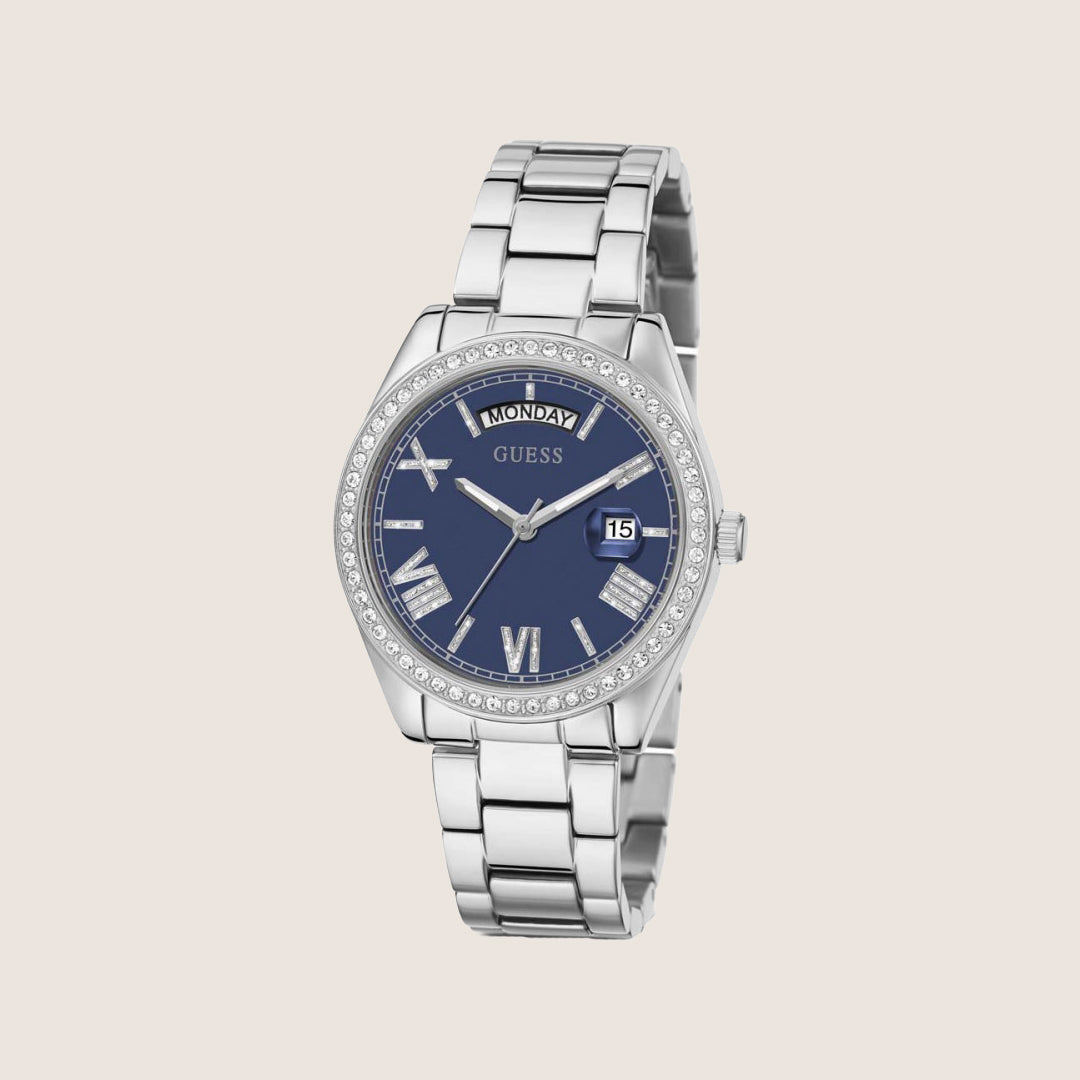 Guess Women's Luna Watch Crystals-Set Blue Dial GW0307L1