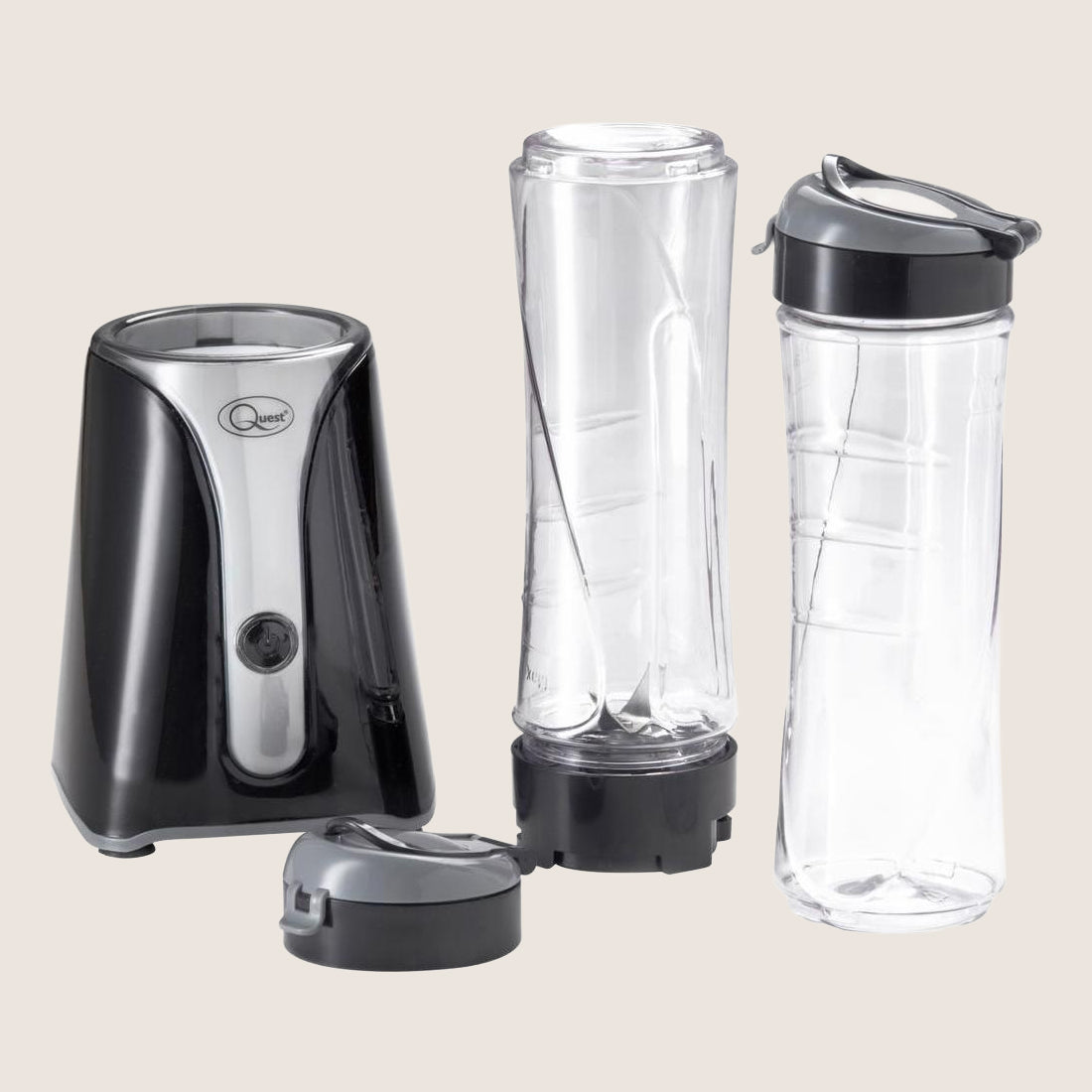 Quest 34029 Personal Blender 350W 0.6L with 2 Bottles - Black & Grey
