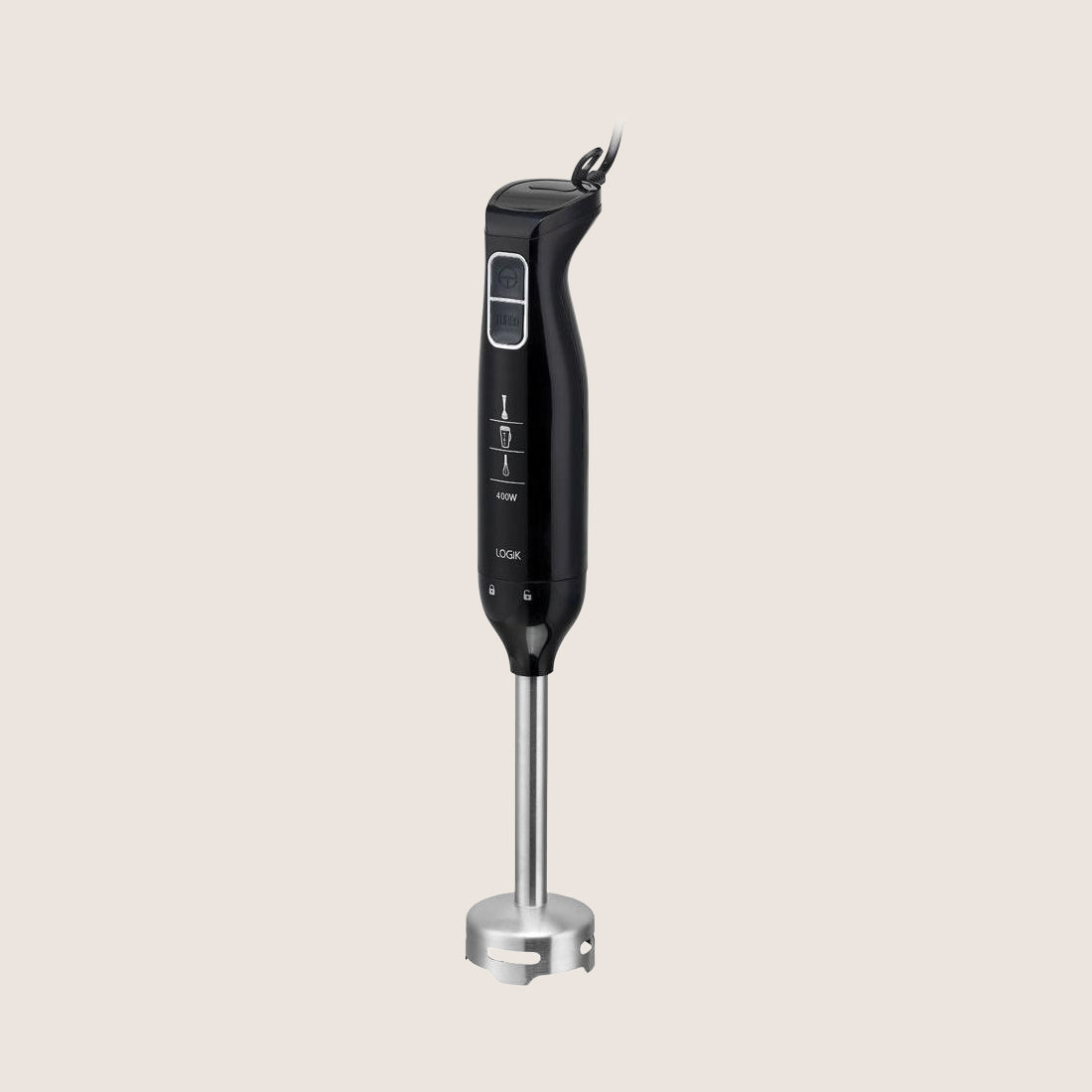 Logik L400HBB21 Hand Blender 400W 2-Speed 0.7L with 3 Accessories - Black