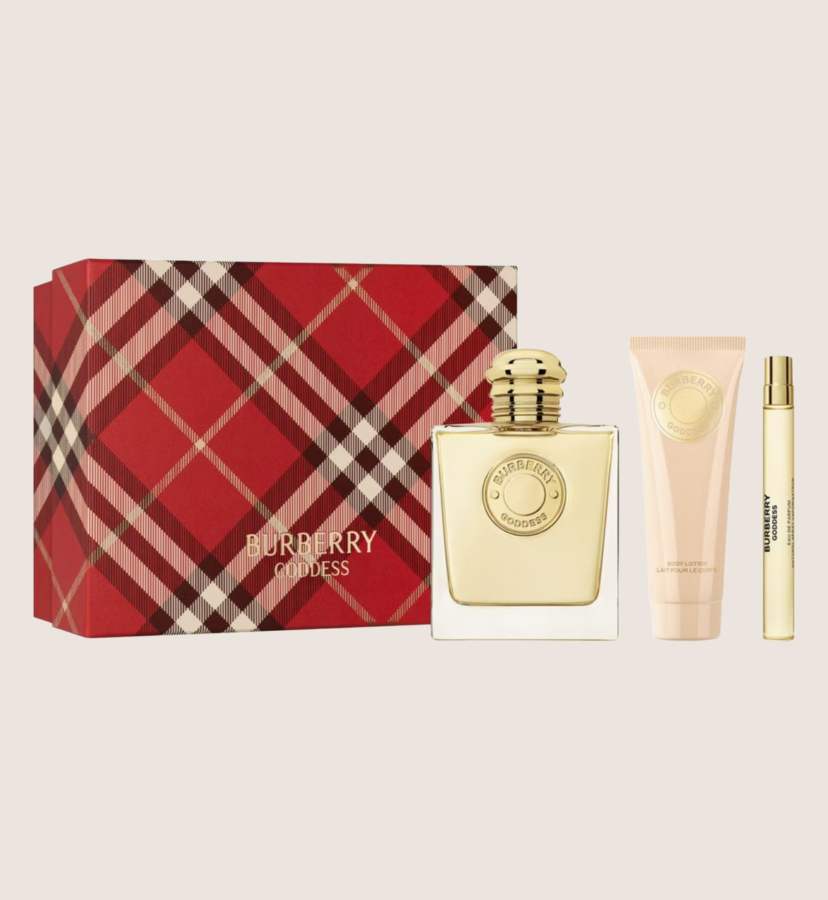 Burberry Goddess Eau De Parfum For Women And Body Lotion Trio Gift Set 100ml & 75ml & 10ml Fragrance Gift Set For Her