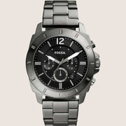 Fossil Men's Privateer Black Dial Gunmetal Bracelet Watch BQ2817
