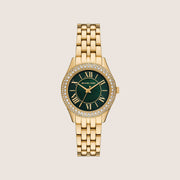 Michael Kors Women's Harlowe Green Dial Gold Case Watch MK4870