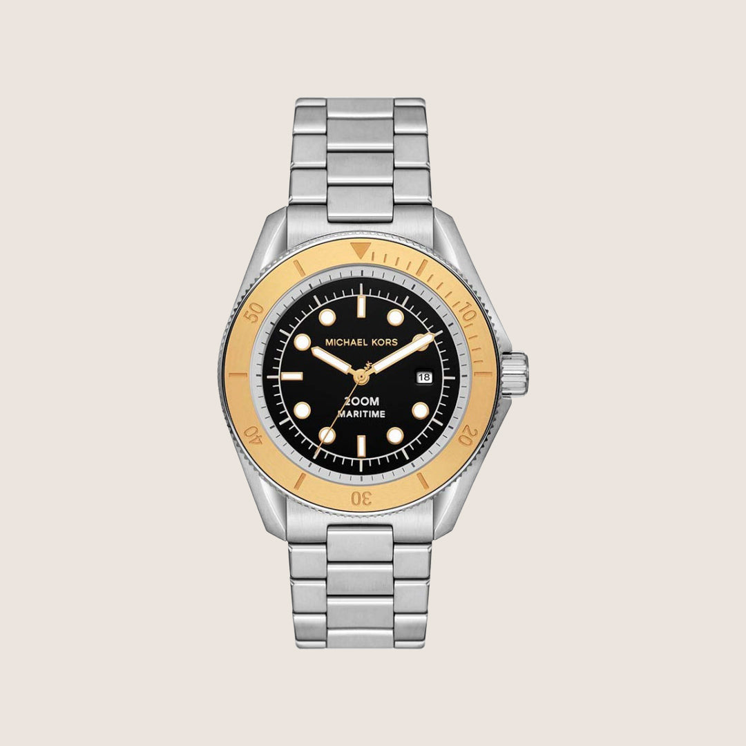 Michael Kors Men's Maritime Blue Dial Silver Stainless Steel Diver-Style Watch MK9161