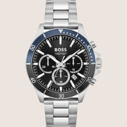 BOSS Men's Chronograph Black Dial Silver Steel 45mm Watch 1514101