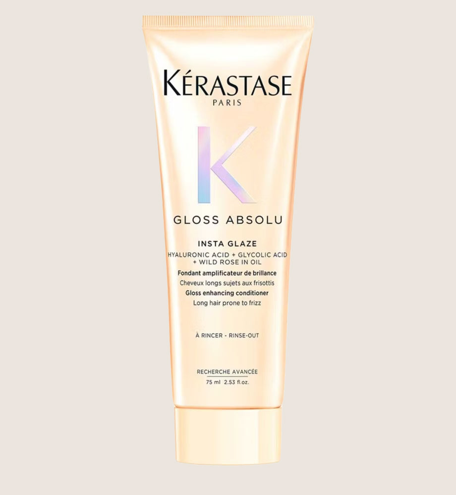 Kérastase Gloss Absolu Conditioner For All Hair Types, With Glycolic Acid, Hyaluronic Acid & Wild Rose Conditioning Care 75ml