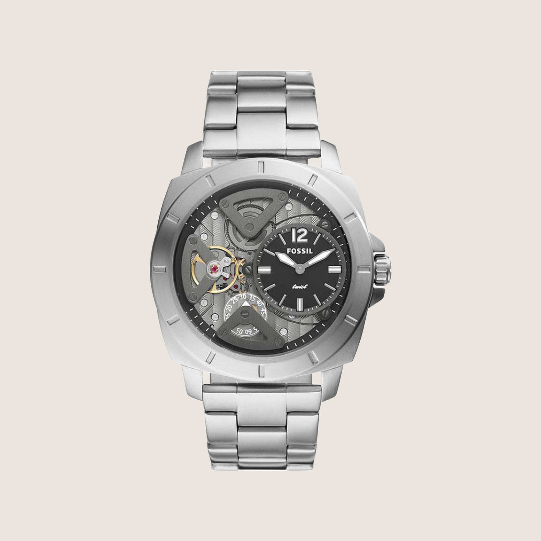 Fossil Mens Privateer Silver Cushion Watch BQ2789