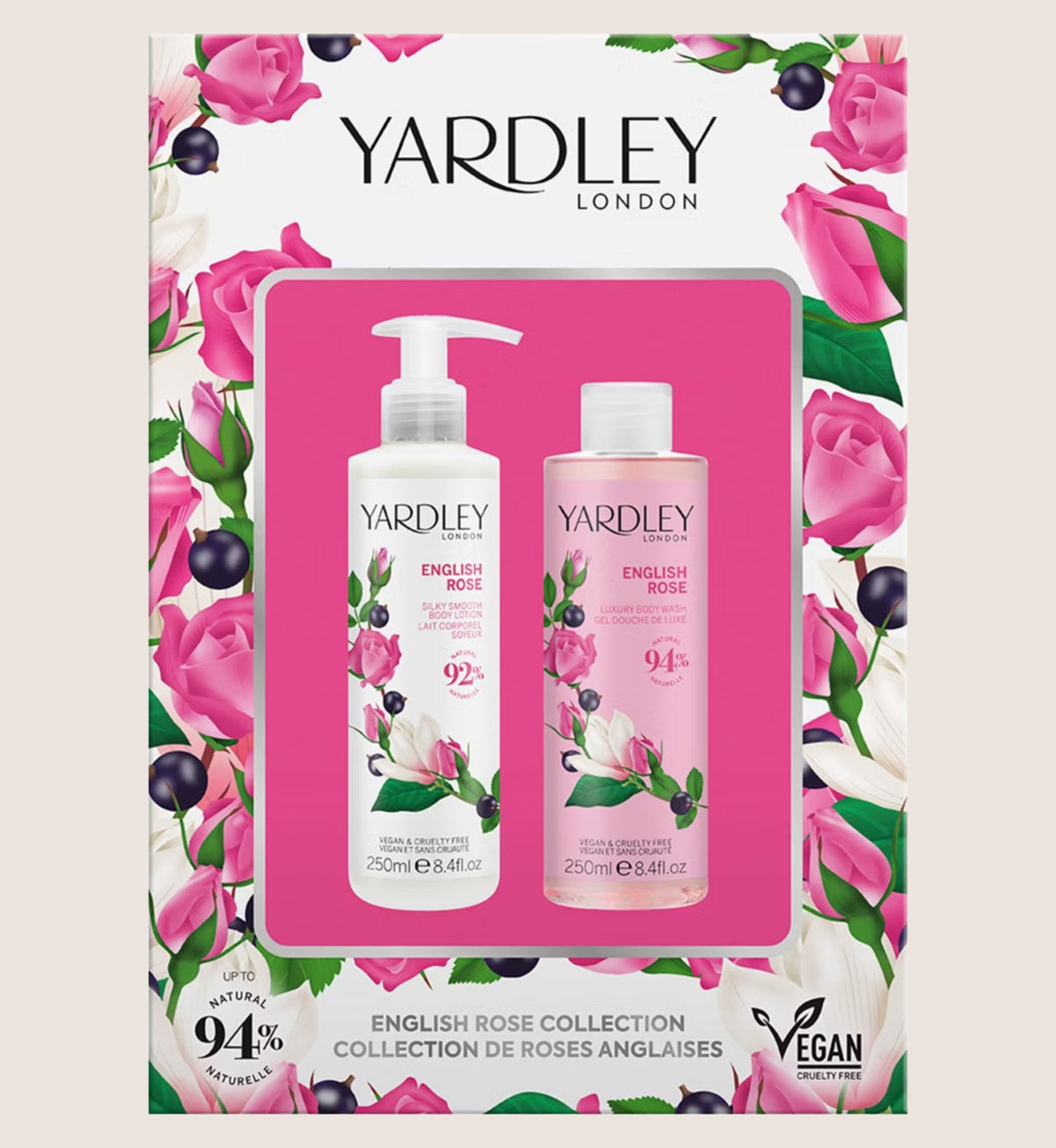 Yardley London English Rose Body Wash And Lotion Bath & Body Gift Set For Her
