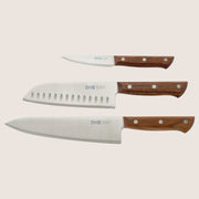 IKEA VARDAGEN 3-piece knife set, stainless steel/walnut