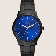 Fossil Men's Minimalist Blue Dial Black Bracelet Watch FS5693
