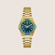 GC Ladies Gold Bracelet Multi-Crystal Blue Dial Swiss Quartz Watch Z34007L7MF