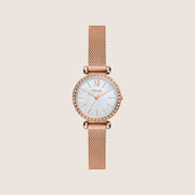 Fossil Women's Tillie Mini Rose Gold Mother-of-Pearl Crystal Bracelet Analogue Watch BQ3897