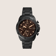 Fossil Mens Bronson Brown Chronograph Black Steel Watch FS5851