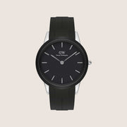 Daniel Wellington Mens Iconic Motion Silver Black Dial Rubber 44mm Watch DW00100...