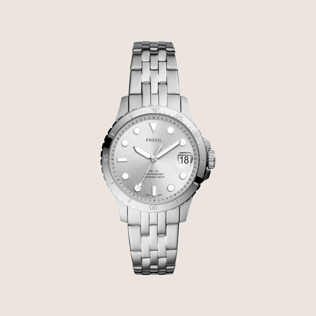 Fossil Women's FB-01 Silver Bracelet Date Analogue Watch ES4744