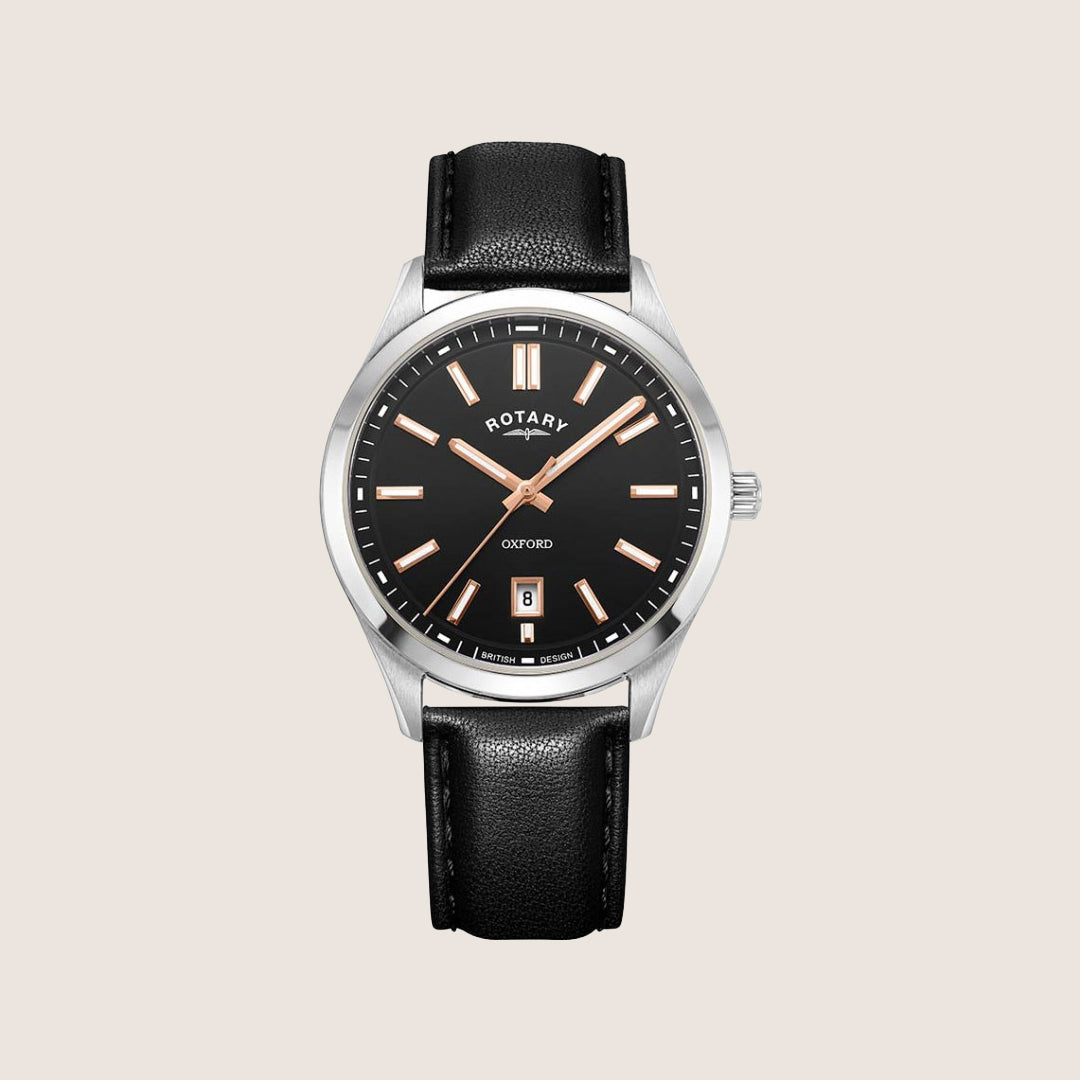 Rotary Mens Heritage Black Dial Black Leather Round Watch GS05520-04
