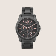 Armani Exchange Men's Dress Watch Black Dial Gunmetal Bracelet AX2086