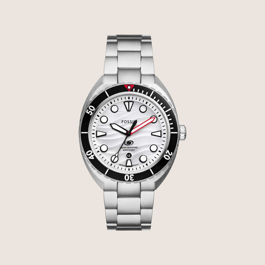 Fossil Mens Breaker White Dial Two Tone Watch FS6063