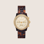 Michael Kors Women's Runway Chronograph Clear Stone-Set Watch MK7475