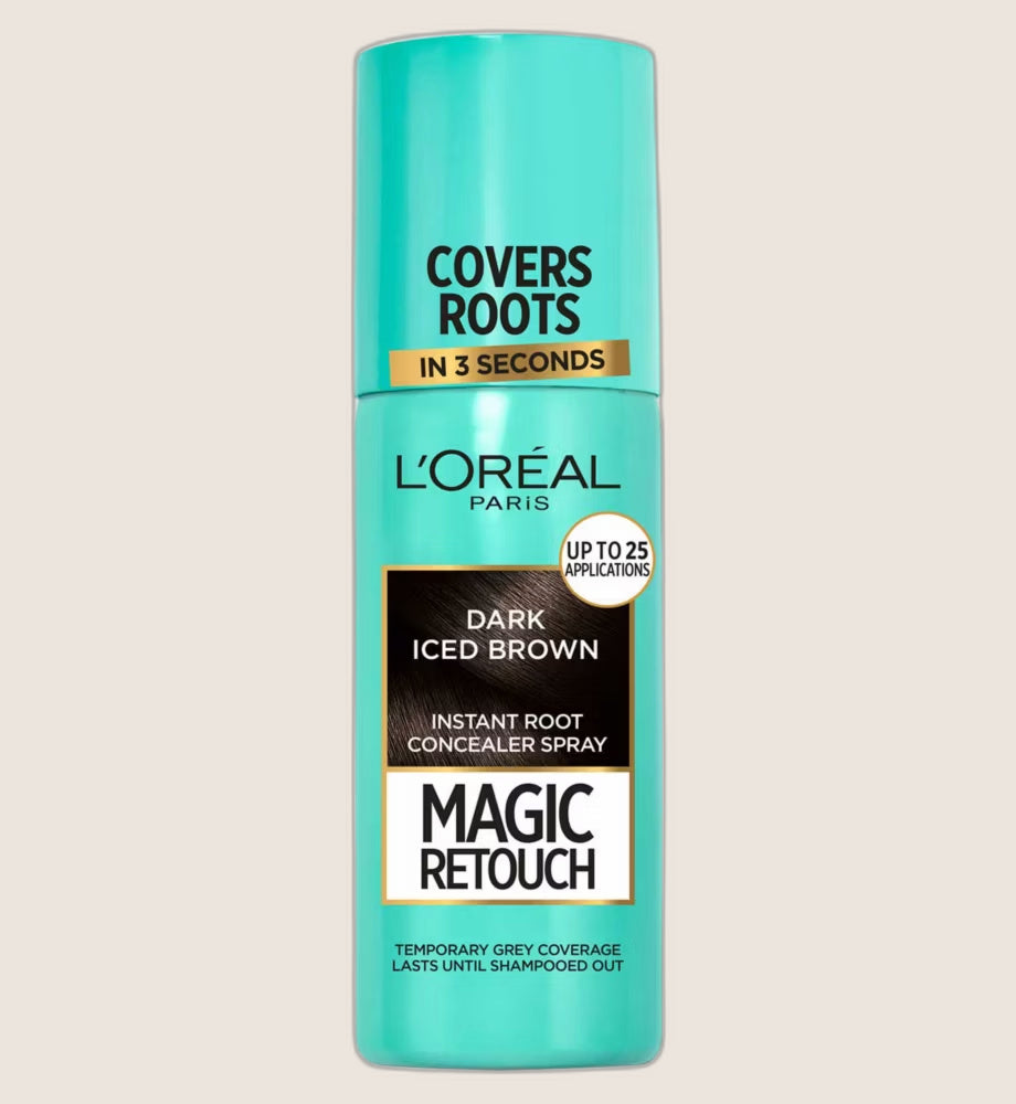 L'Oréal Paris Magic Retouch Dark Iced Brown Temporary Root Touch Up Spray Instant Root & Sparse Area Coverage Transfer-proof