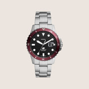 Fossil Mens Blue Dive Black Dial Two Tone Watch FS6013