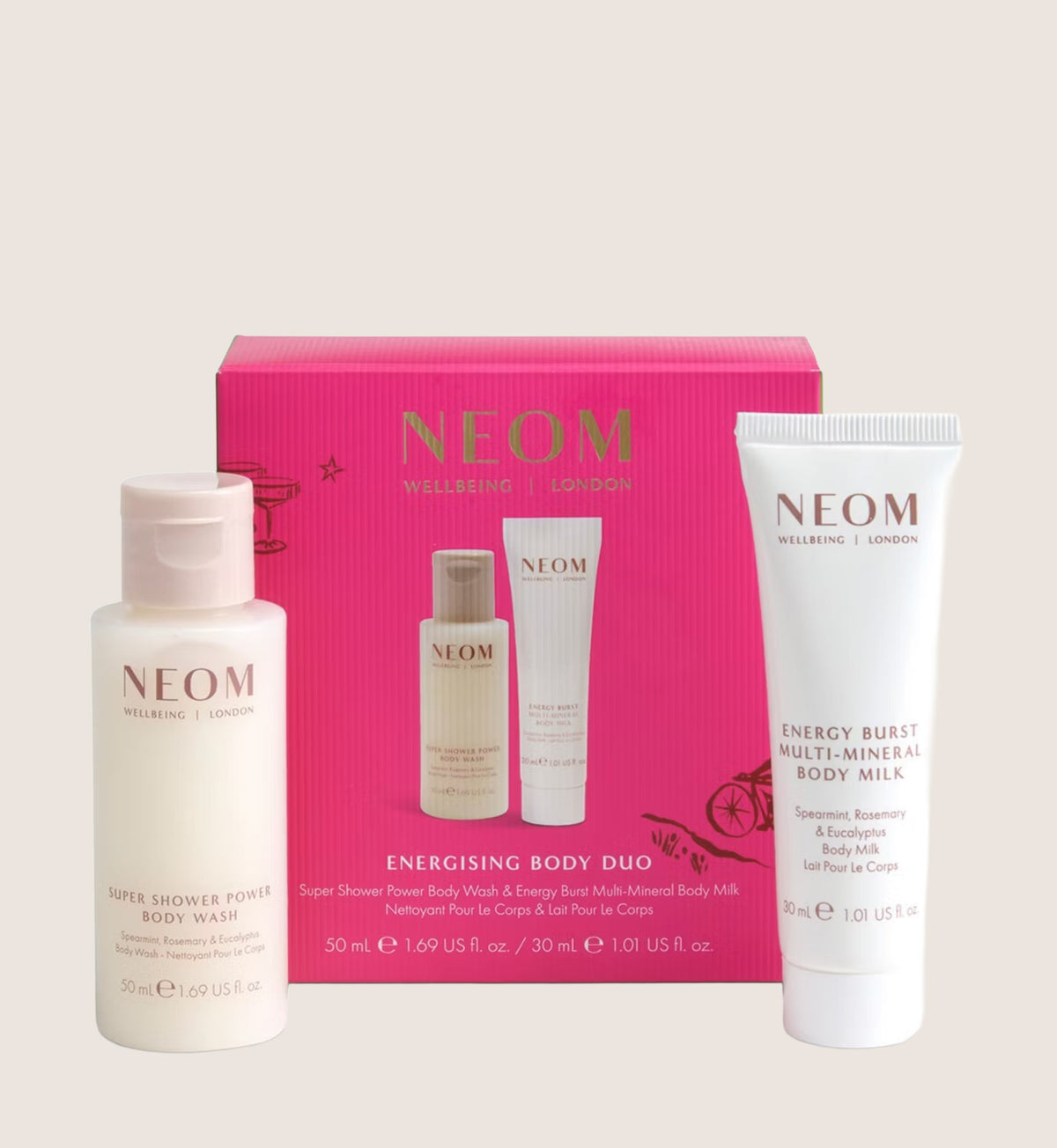 Neom Wellbeing Energising Body Duo Bath & Body Gift Set For Her
