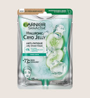 Garnier Anti Fatigue Hyaluronic Acid & Icy Cucumber Cryo Jelly Face Mask Vegan and Cruelty Free With Hyaluronic Acid