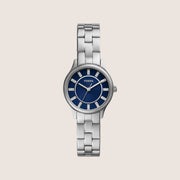 Fossil Women's Modern Sophisticate Silver Blue Dial Crystal Bracelet Analogue Watch BQ3914