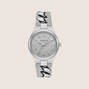 Michael Kors Women's Lennox Clear Stone-Set Silver Dial Watch MK7488
